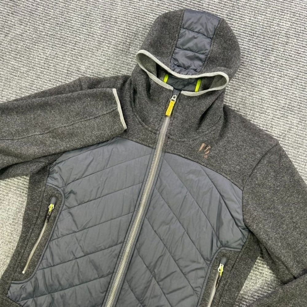 Karpos Gray Quilted Hooded Jacket Womens XXL Lime Interior‎ Full Zip Warm Winter